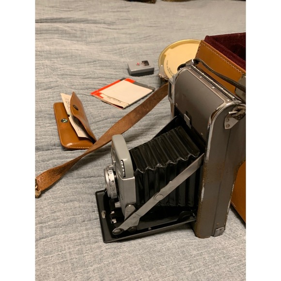 Vintage Polaroid Land Camera Model 95 1948 Gray Folding Bellows Camera Case - Picture 2 of 14